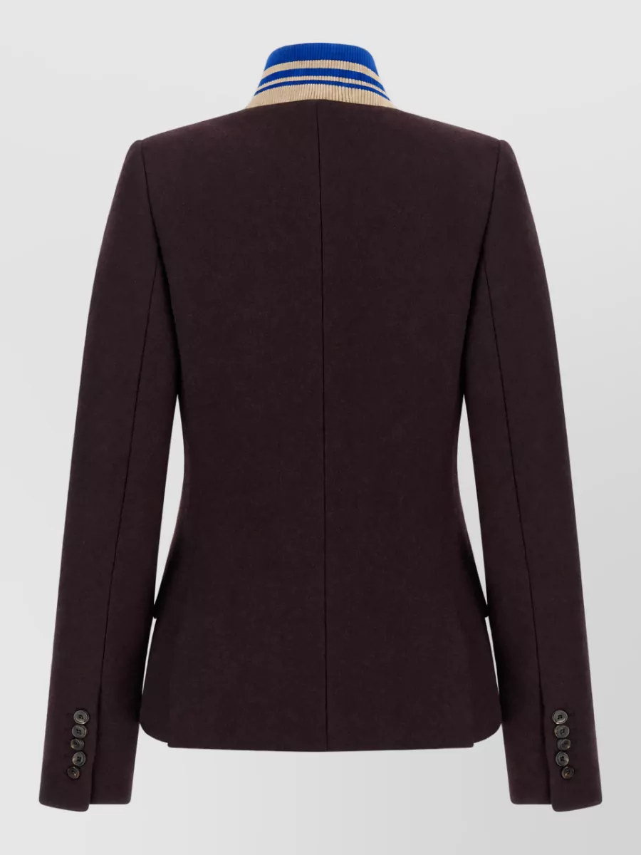 Dries Van Noten Wool ribbed v neck single breasted blazer