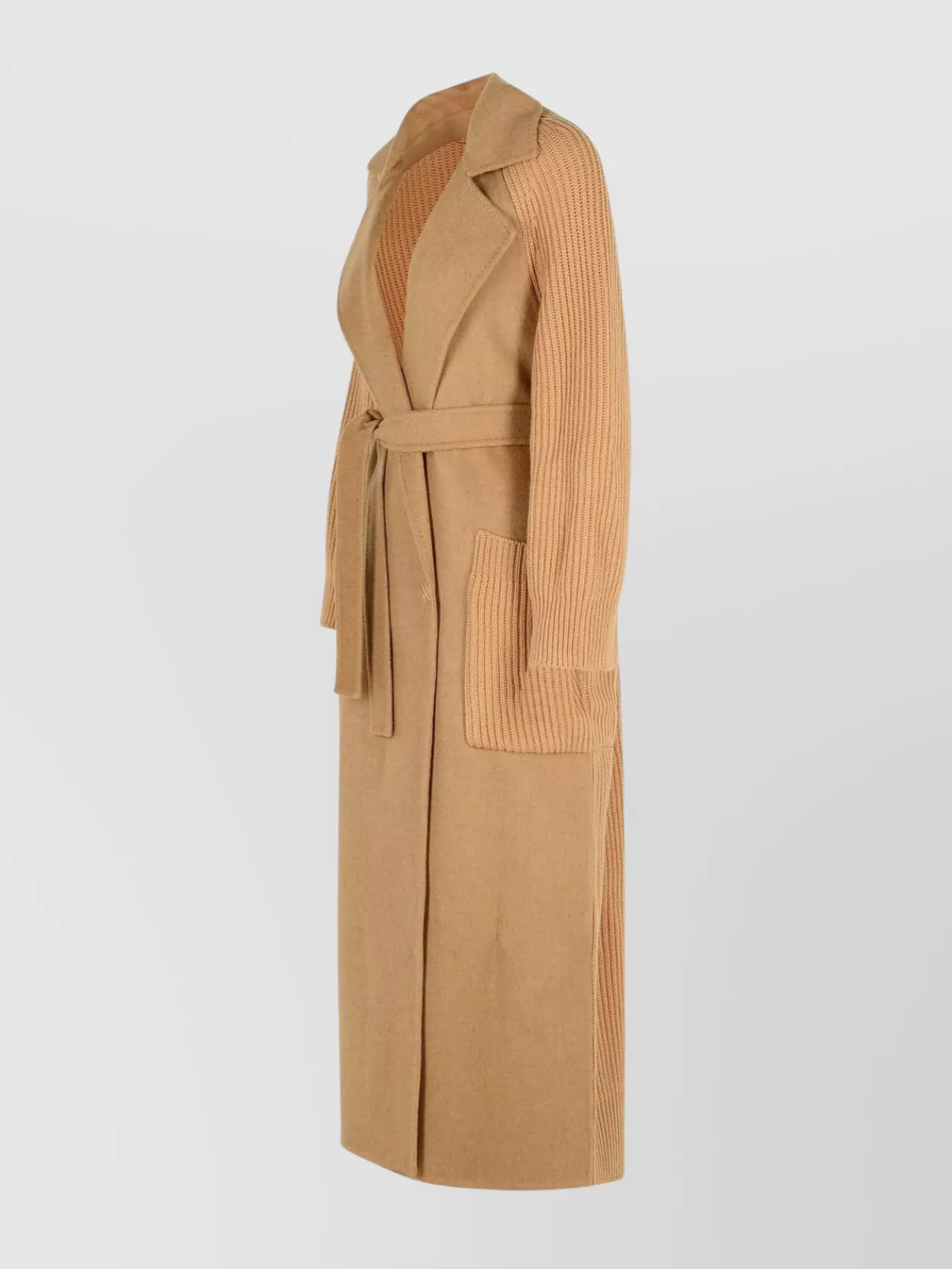 Max Mara Wrap Coat With Belt And Pockets In Brown
