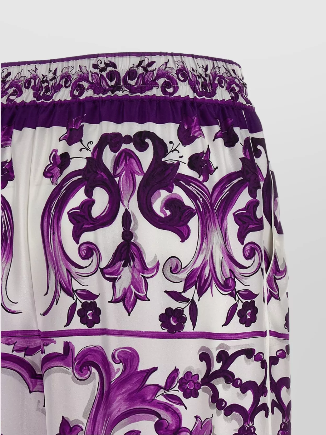 Dolce & Gabbana Majolica Print High Rise Wide Leg Pants In Purple
