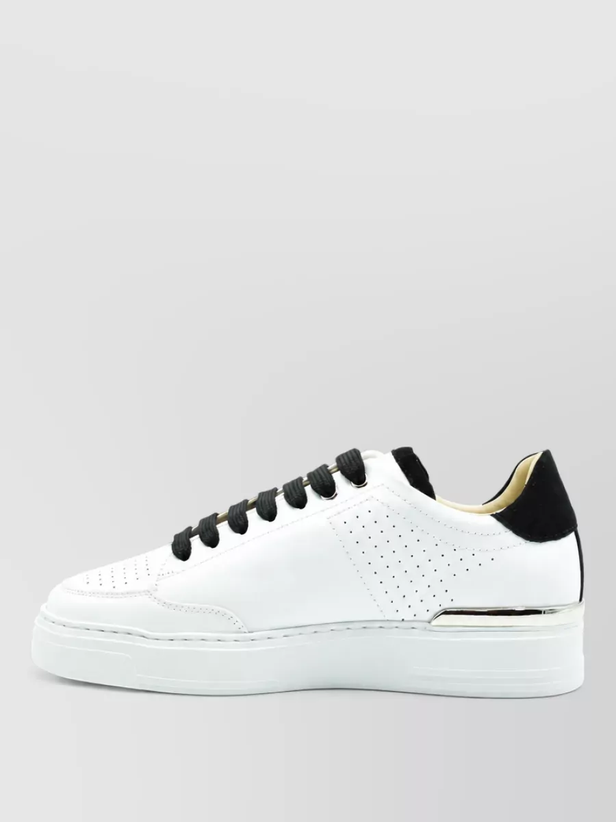Philipp Plein Sneakers Contrast Heel Tab Perforated Rubber Sole