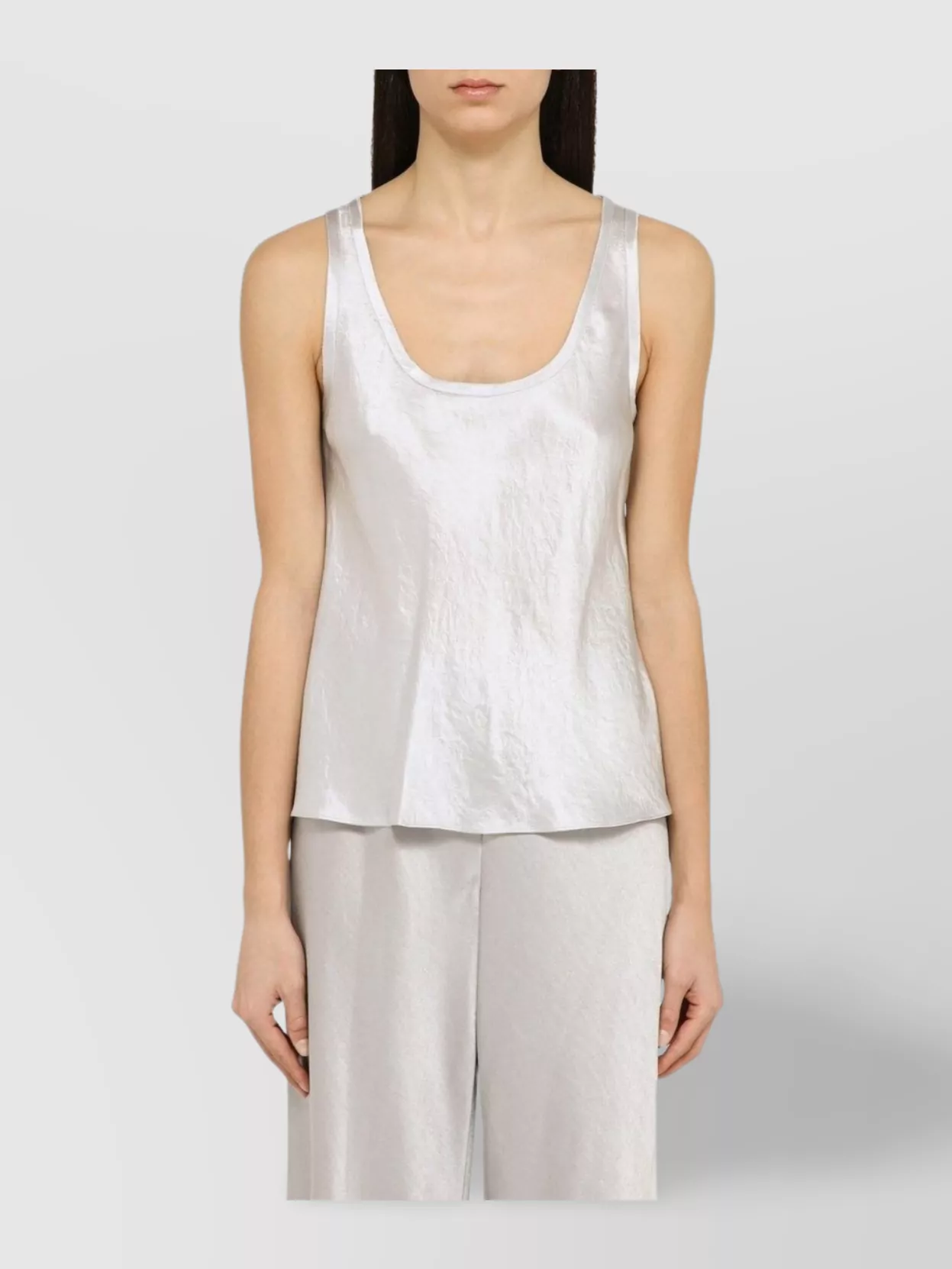 Vince Acetate Tank Top Scoop Neckline In Metallic