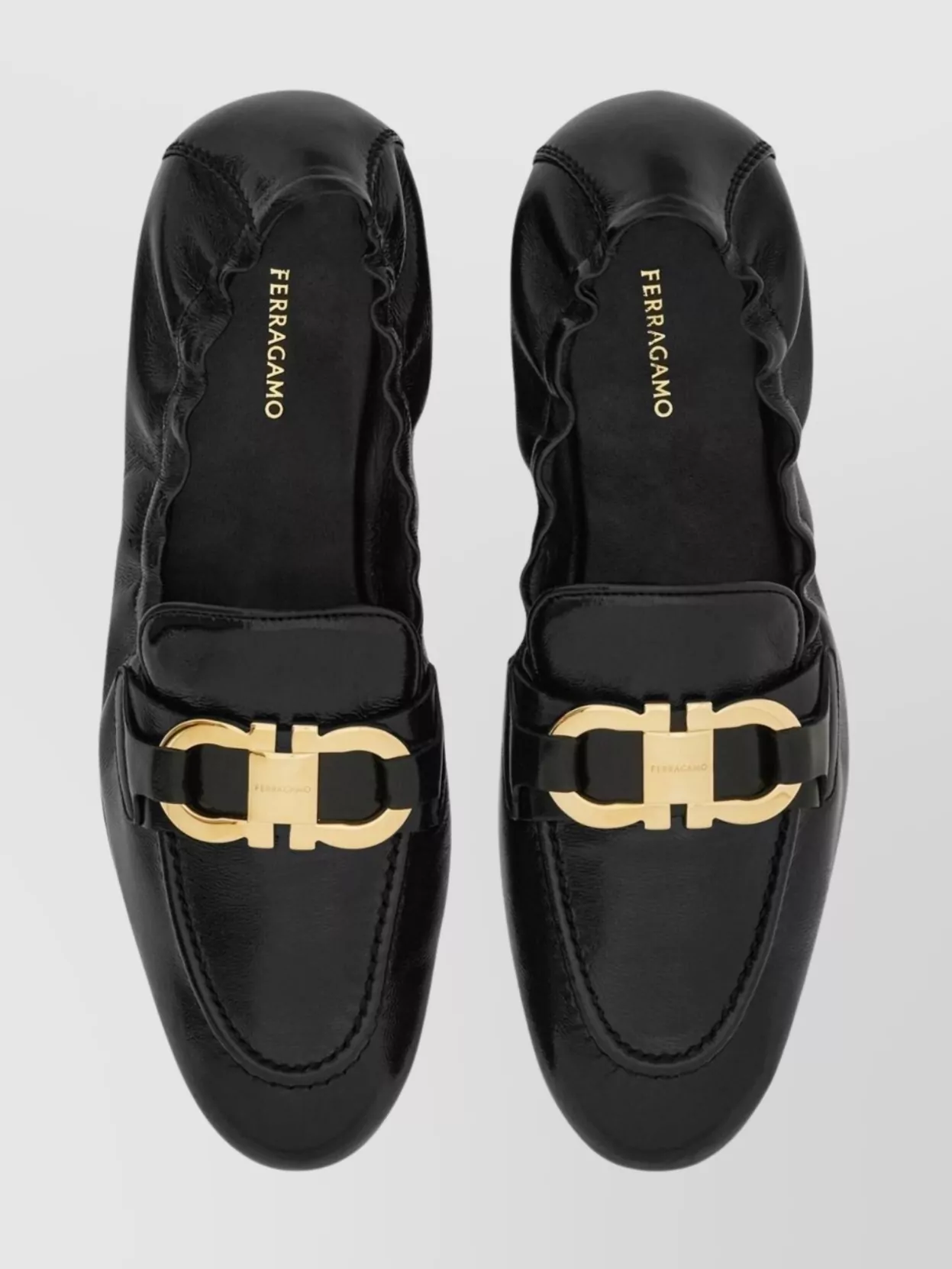 Ferragamo Gancini Leather Loafers With Round Toe