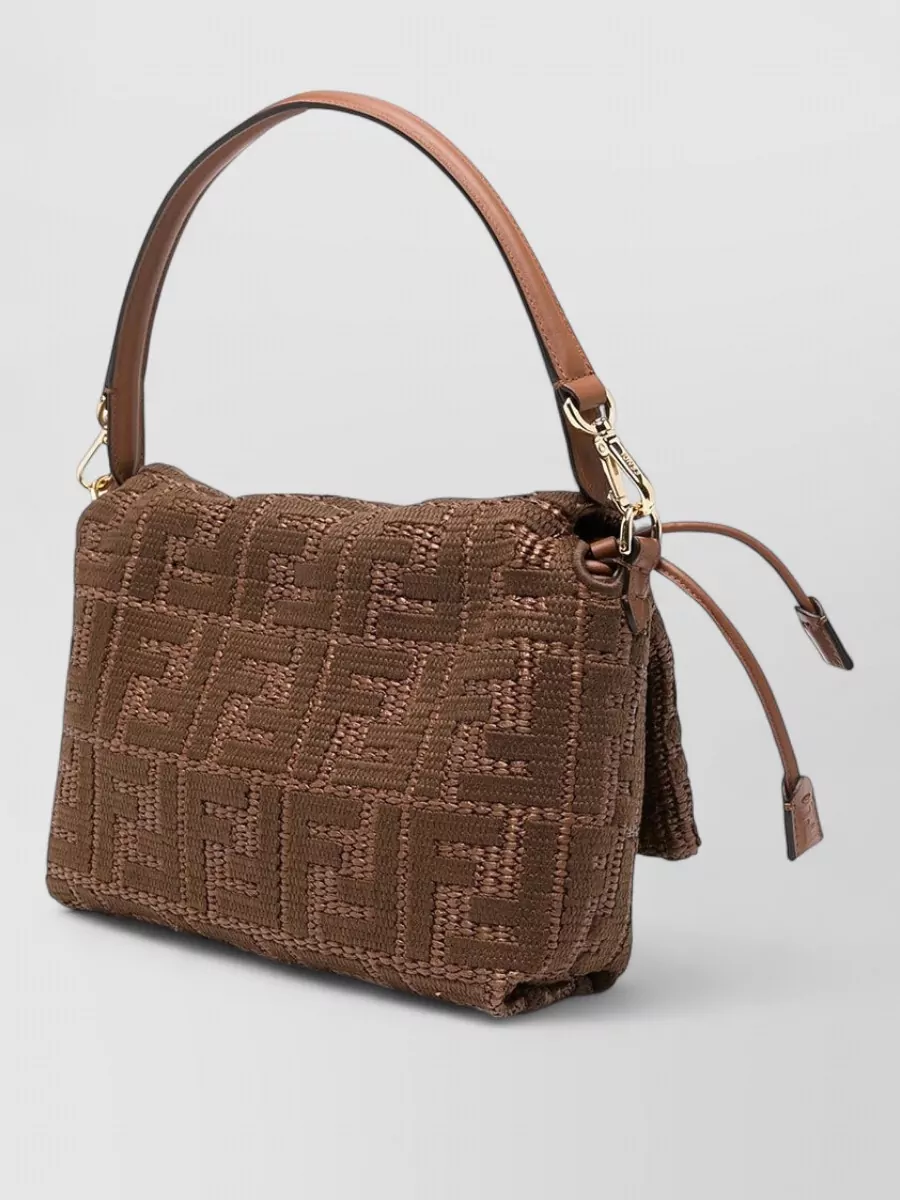 Fendi Mamma Baguette Medium Raffia Shoulder Bag