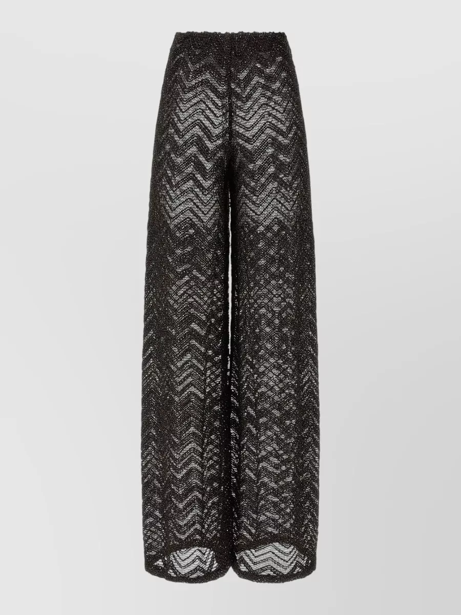 Missoni High-Rise Sequin Zigzag Mesh Wide-Leg Trousers