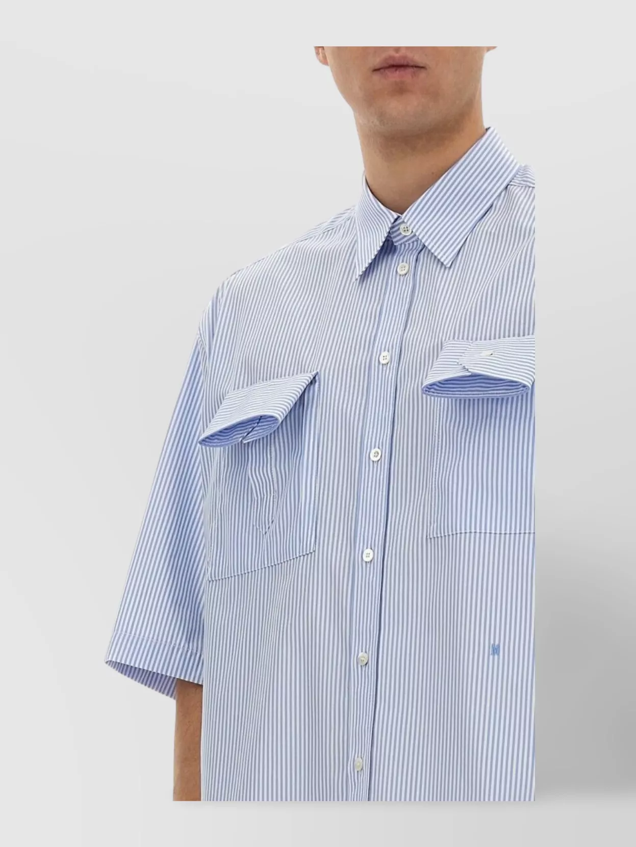 Moschino Cuffed Sleeve Striped Shirt