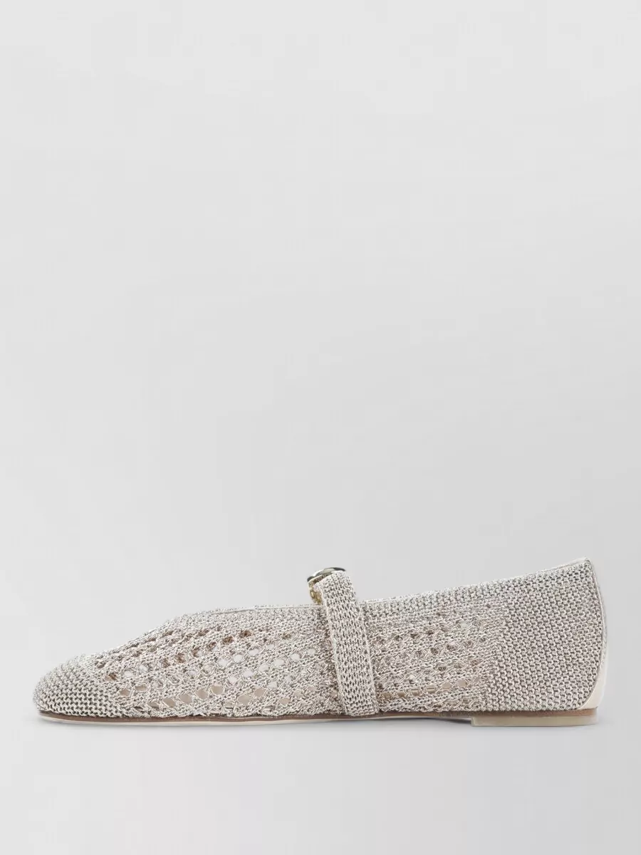 Stuart Weitzman Crochet Mary Jane Ballerina Flats