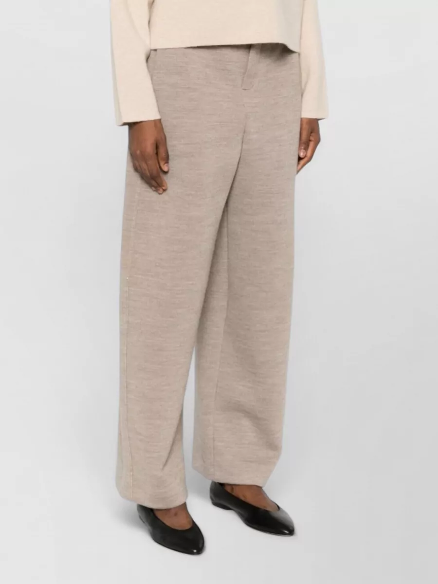 Max Mara Wool Cotton Wide Leg Trousers Pockets
