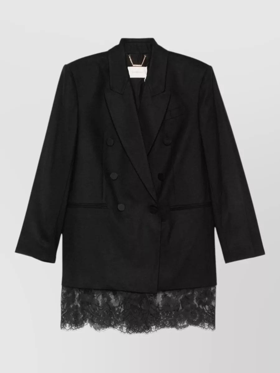 Zimmermann wool lace-trim double-breasted blazer