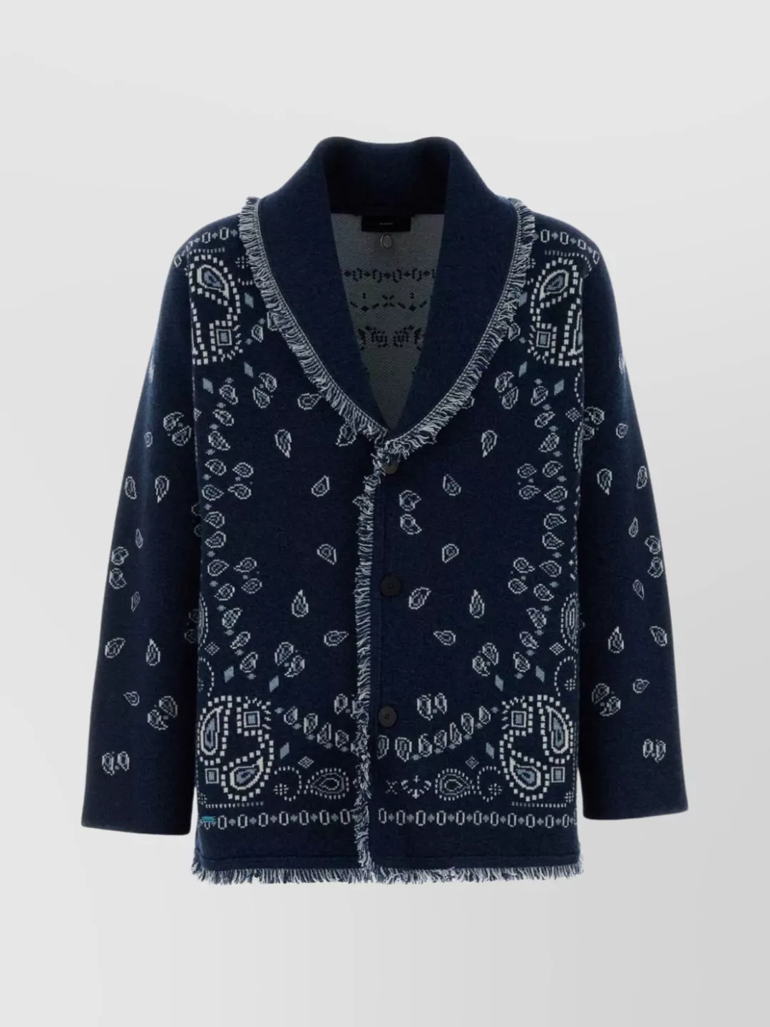 Alanui Oversized Cardigan With Shawl Collar And Fringes In Blue