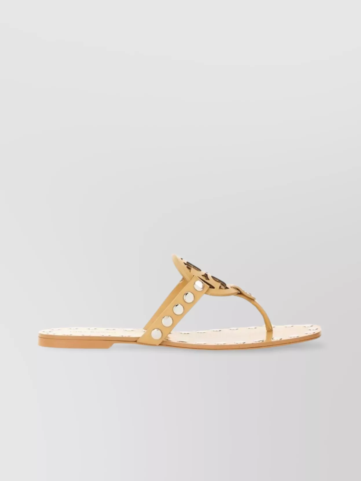 Tory Burch Studded Cut-out Flat Sole Sandals In Neutral