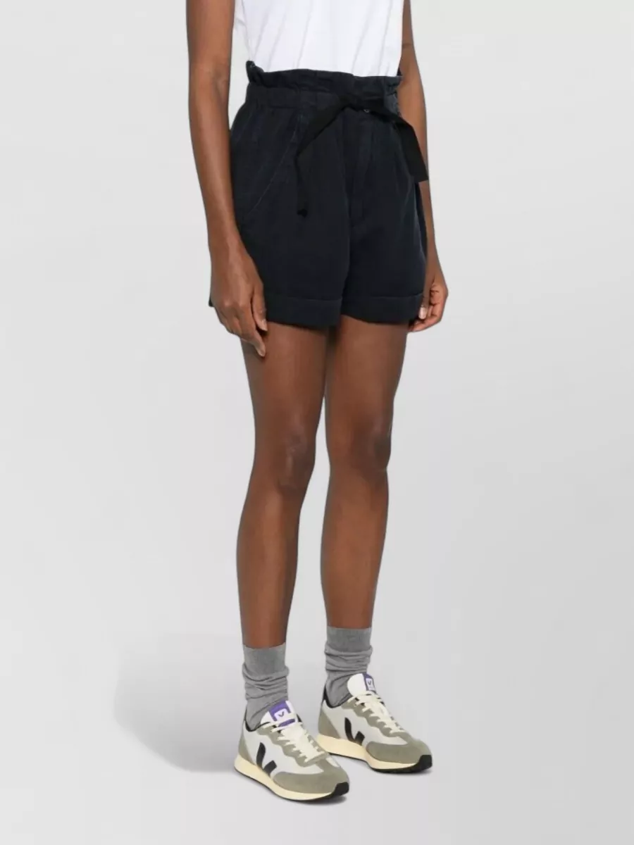 Isabel Marant Étoile Nirma Shorts Elastic Waist Pleats Pockets In Black