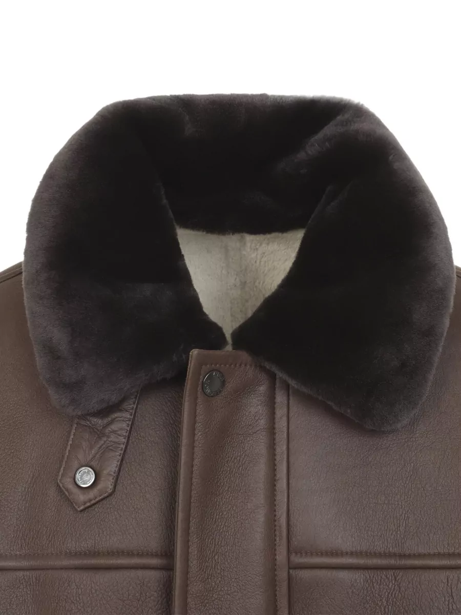 Yves Salomon Leather Shearling Collar Short Jacket