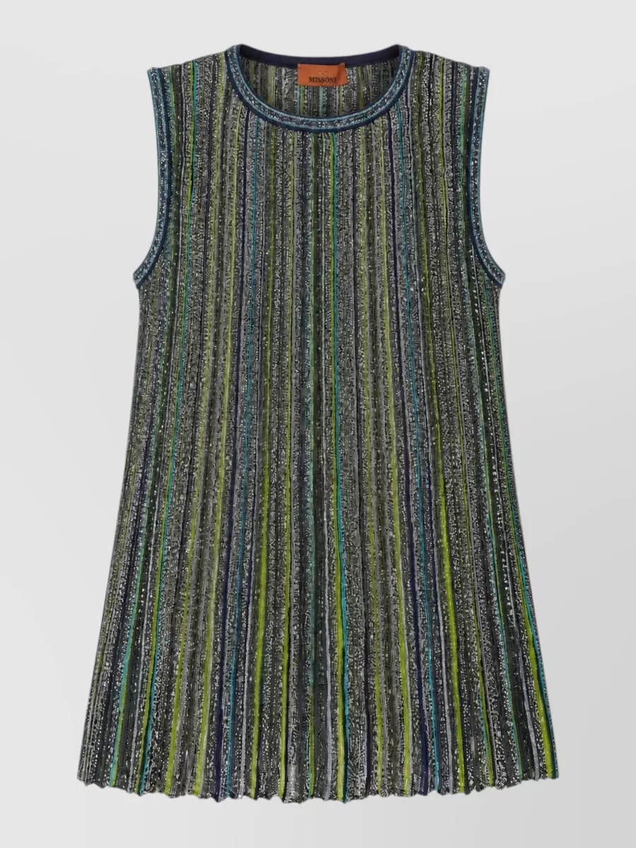 Missoni Striped sleeveless metallic knit mini dress