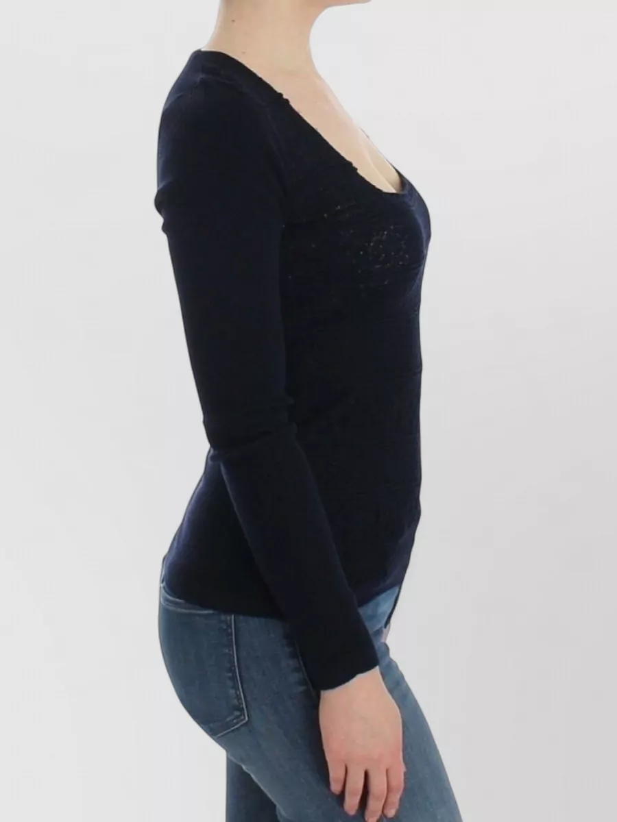 Ermanno Scervino Wool Square Neck Long Sleeve Sweater