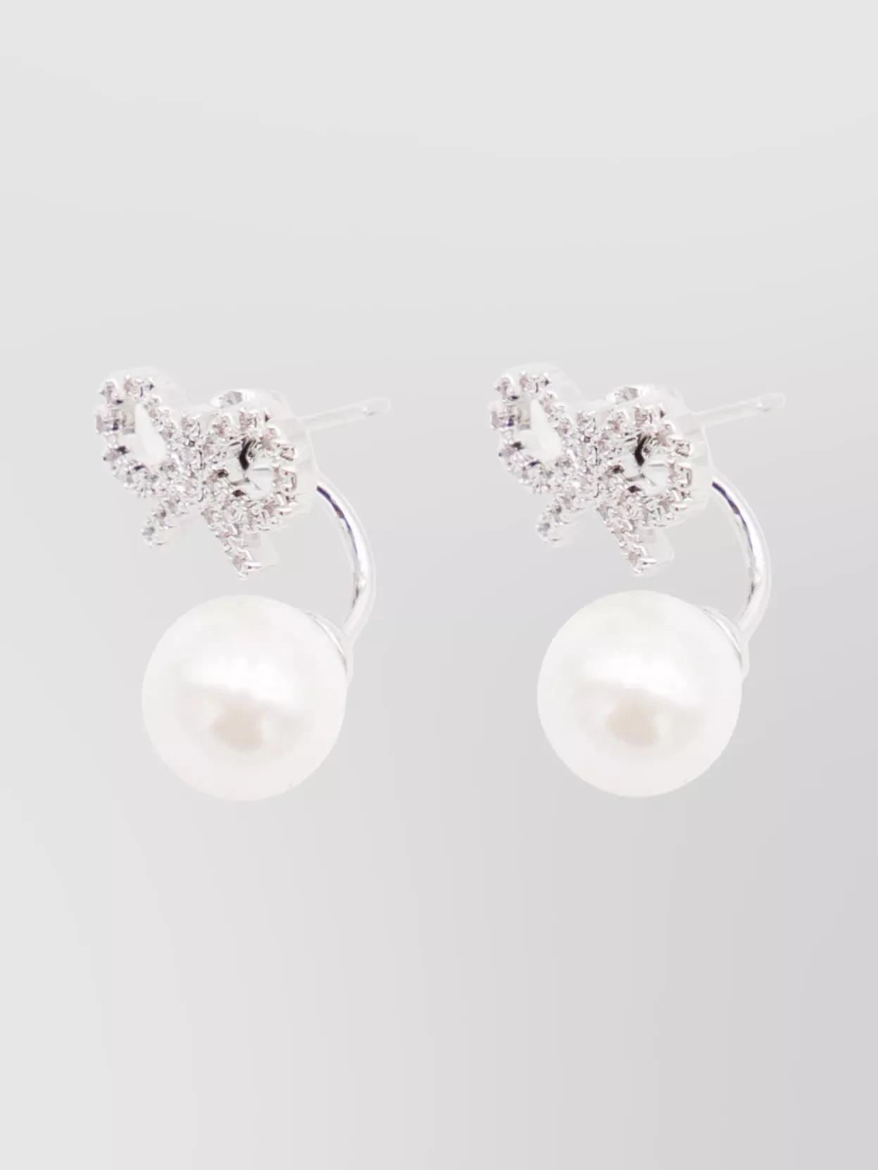 Self-Portrait Bow And Pearl Crystal Earrings