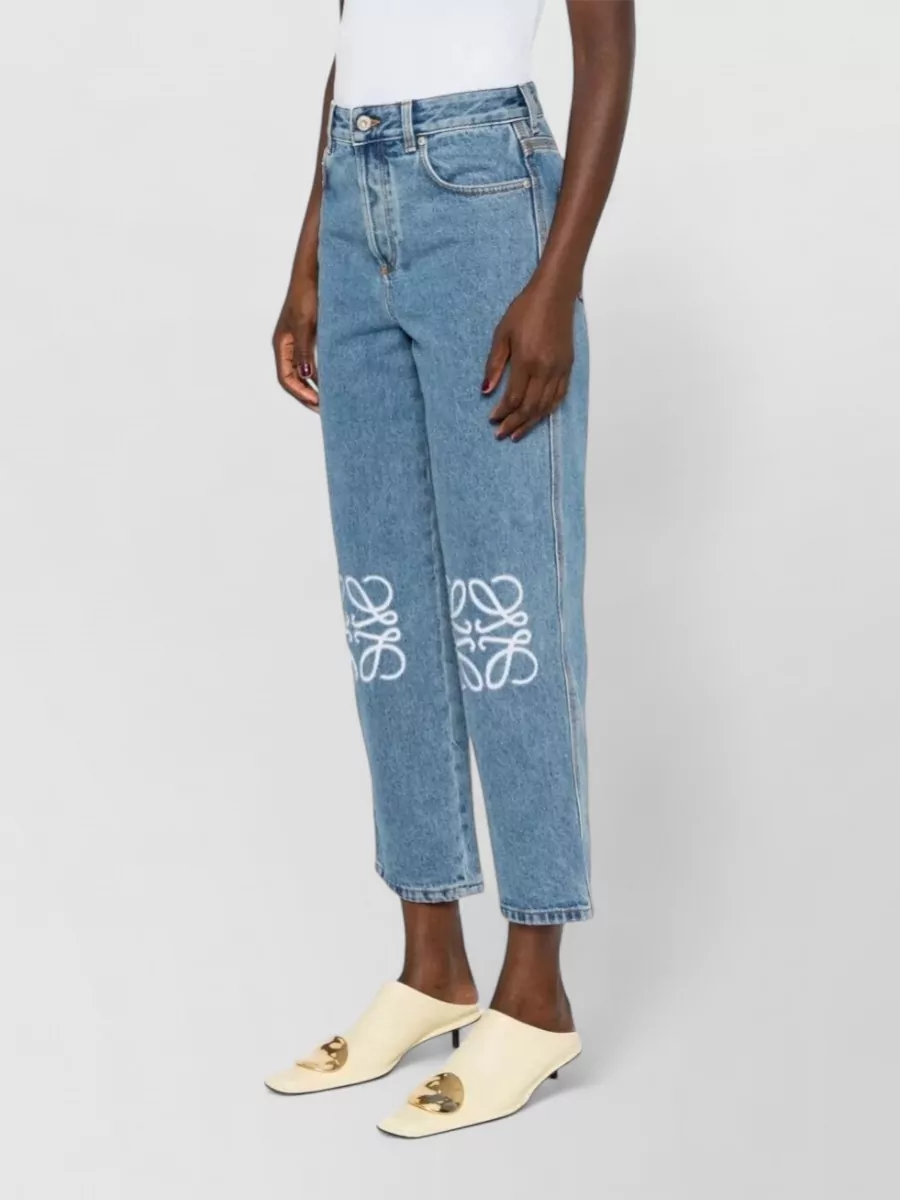 Loewe Anagram Denim Cropped Jeans Embroidery Detail