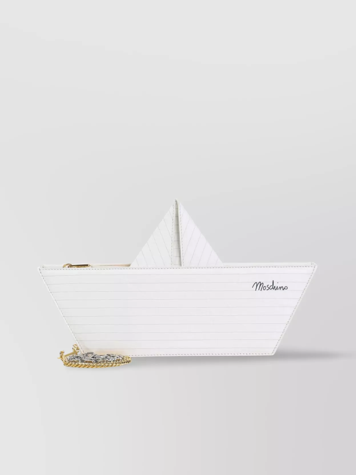 Moschino Boat Shape Chain Strap Striped Pattern Shoulder Bag