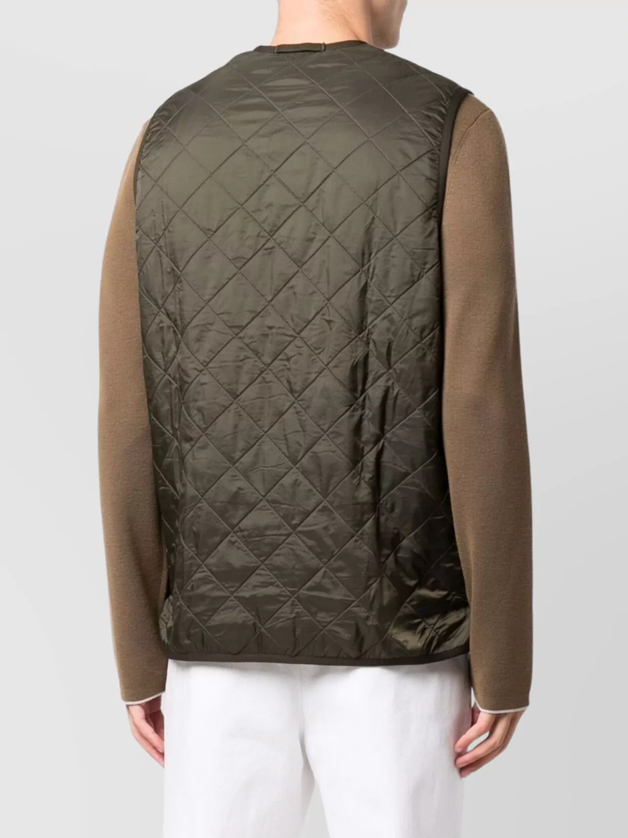 Barbour Quilted Sleeveless V-neck Waistcoat Zip In Green