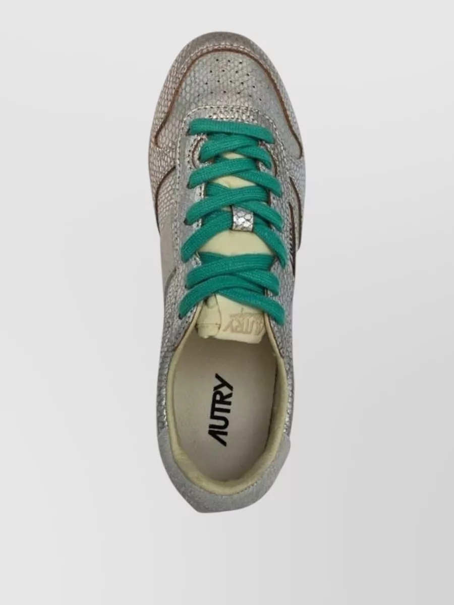 Autry Leather Metallic Snake-Print Suede Low-Top Sneakers