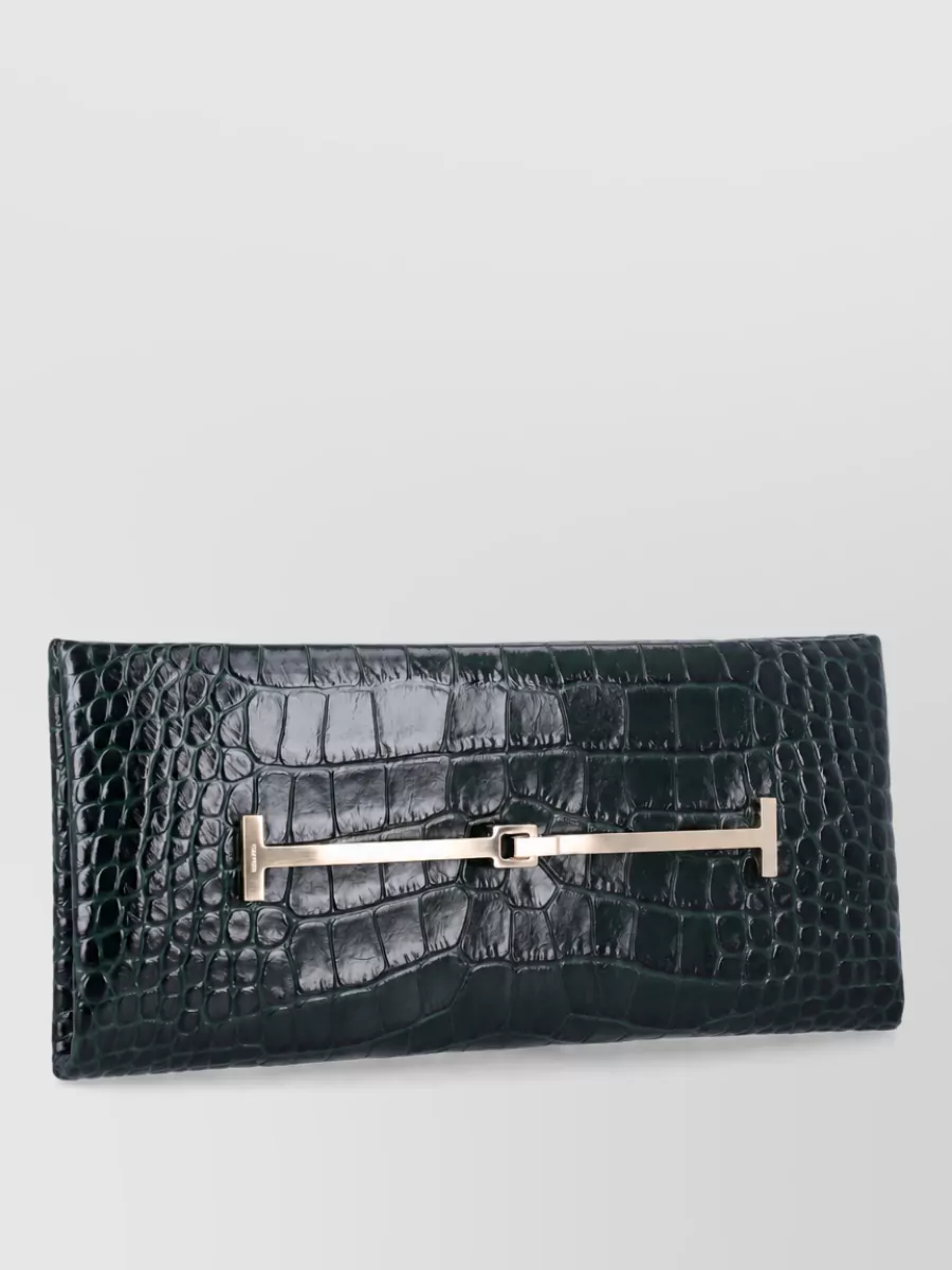 Tom Ford na croc-effect leather clutch bag