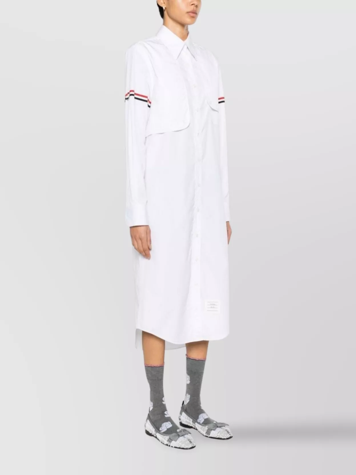 Thom Browne Long Sleeve Striped Poplin Dress