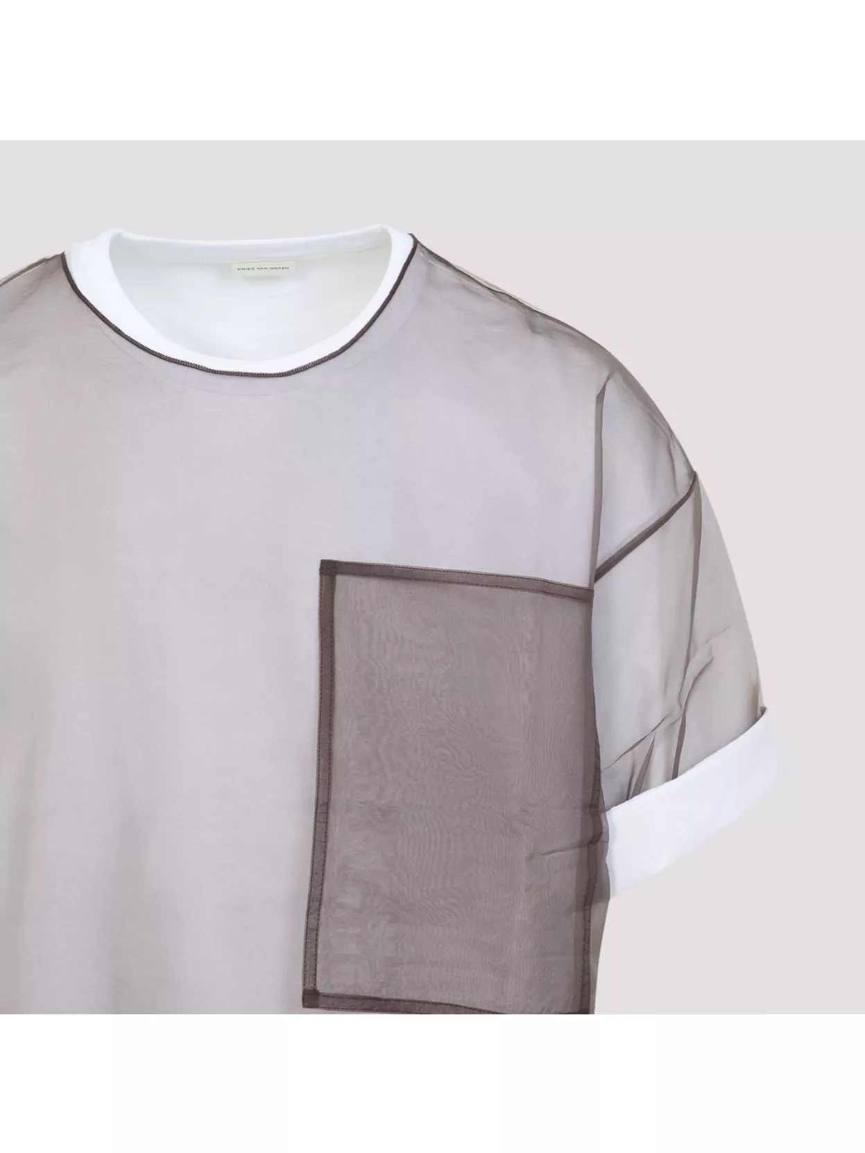 Dries Van Noten Layered Cotton Blend T-shirt With Sheer Overlay