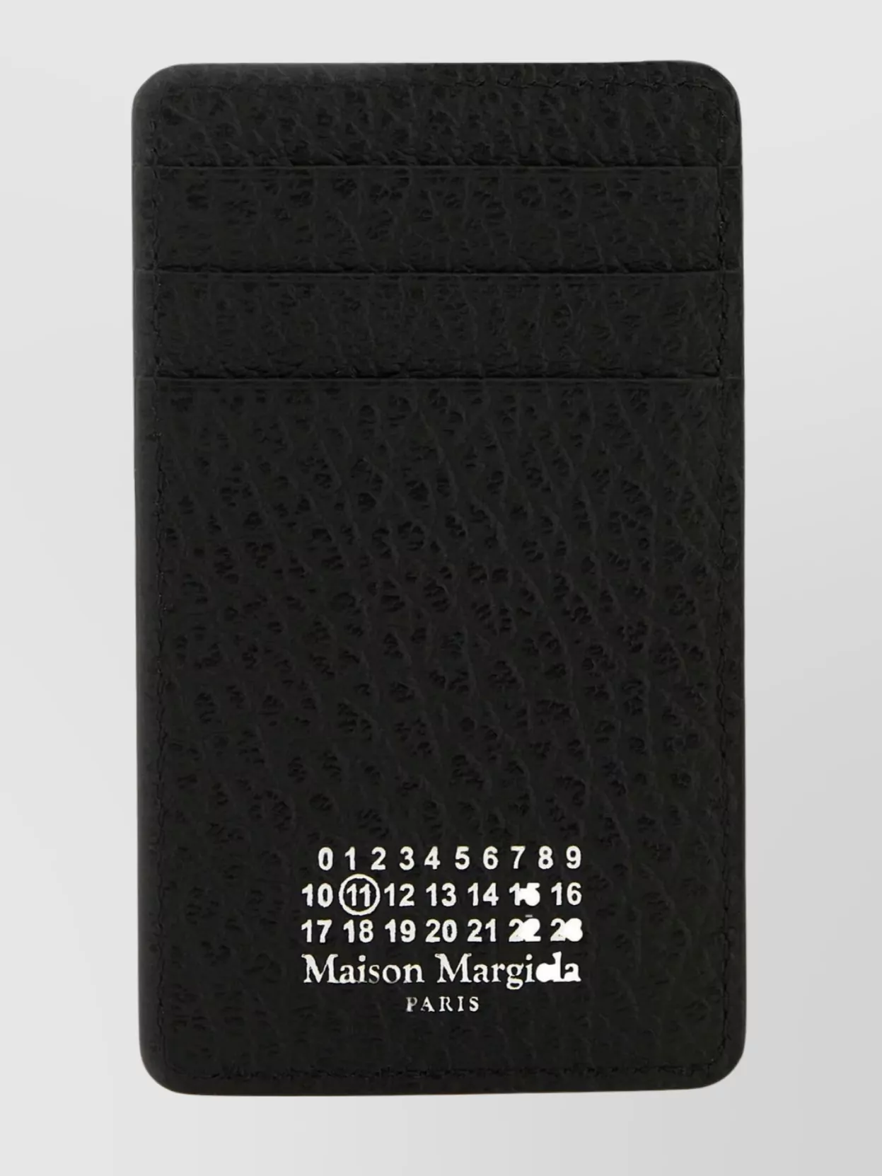 Shop Maison Margiela Leather Card Holder With Embossed Texture And Contrasting Stitching In Black