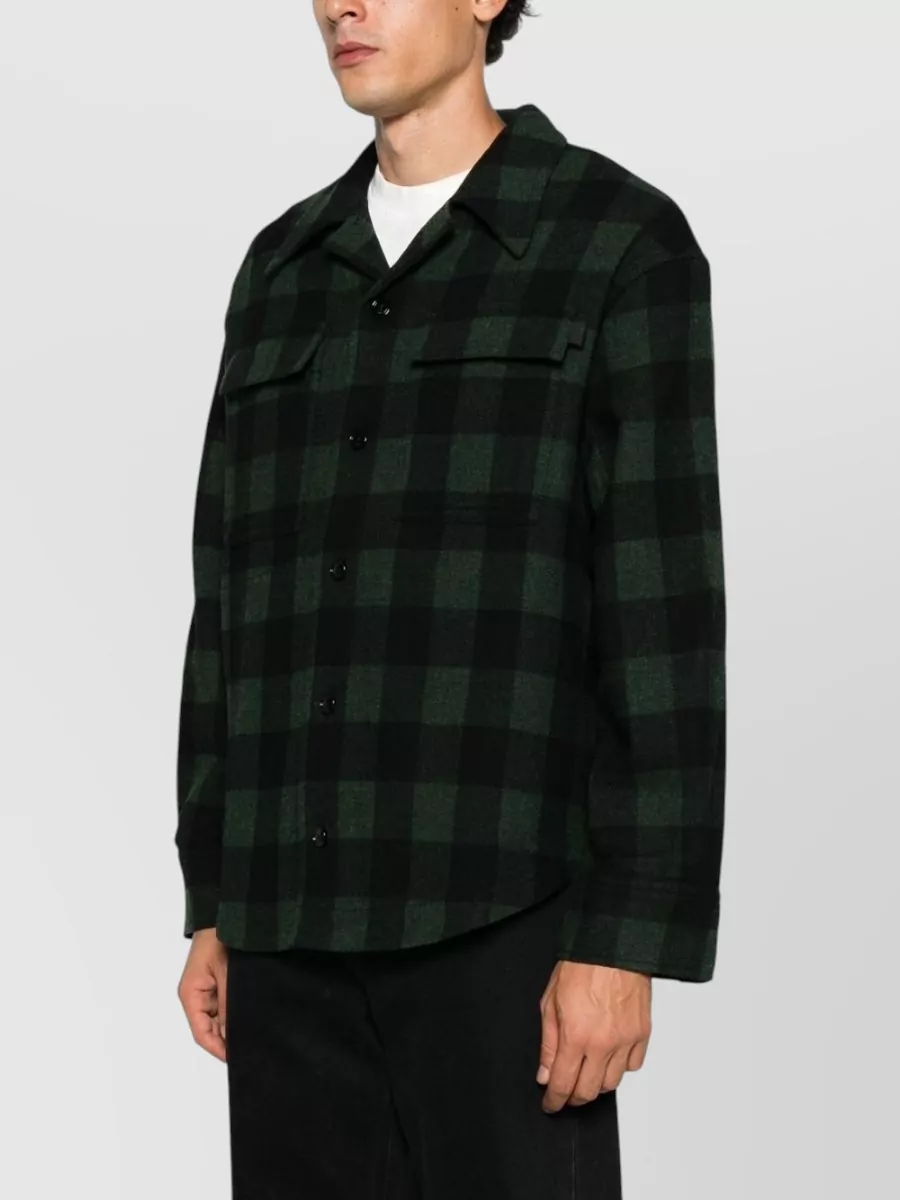 Ami Paris checked virgin wool oversized shirt jacket