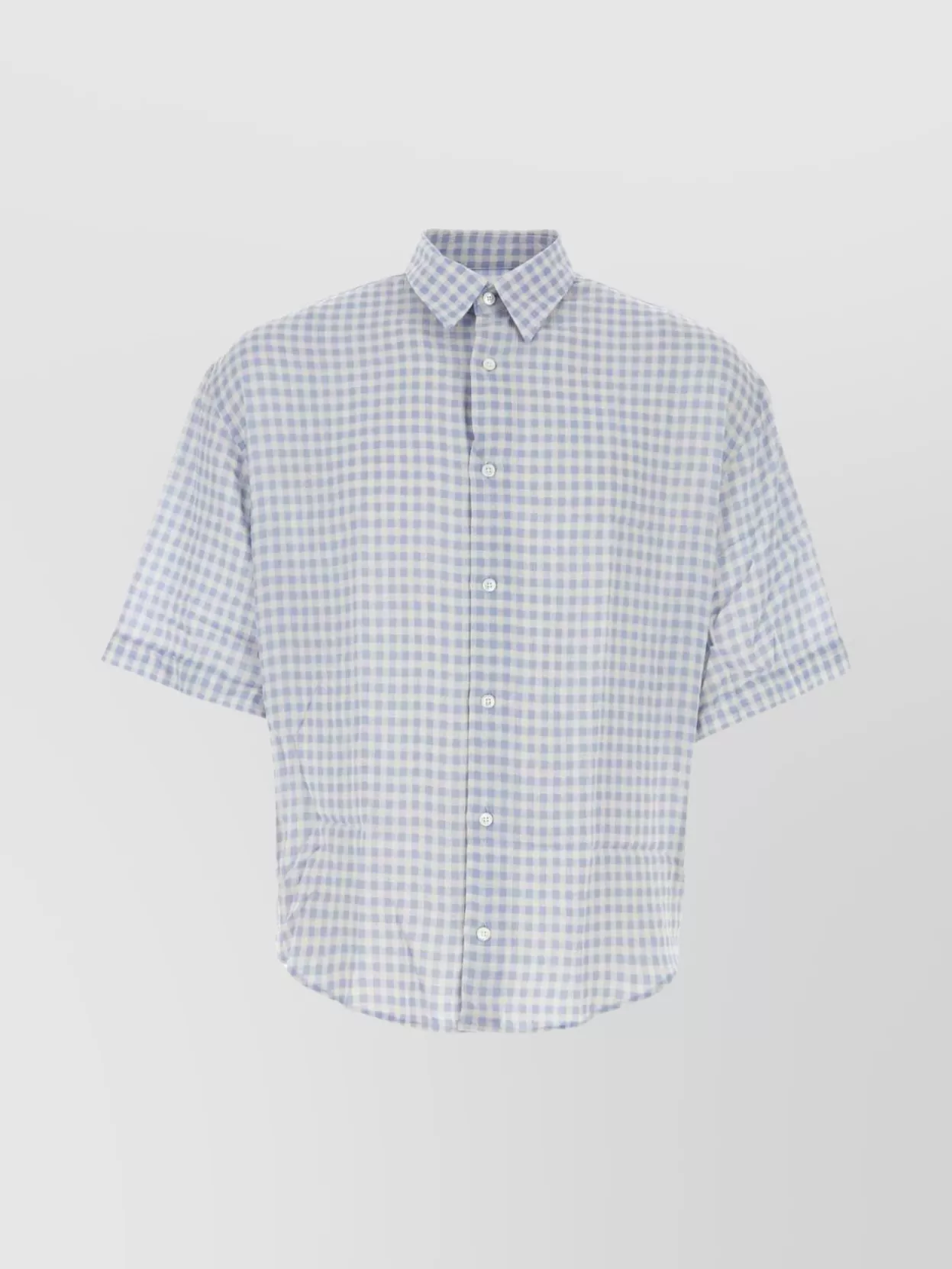 Shop Ami Alexandre Mattiussi Viscose Shirt With Embroidered Checkered Pattern