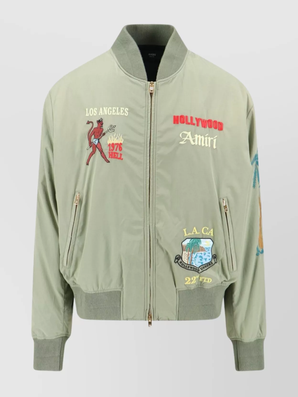 Amiri Embroidered Casual Jacket With Colorful Patches In Green