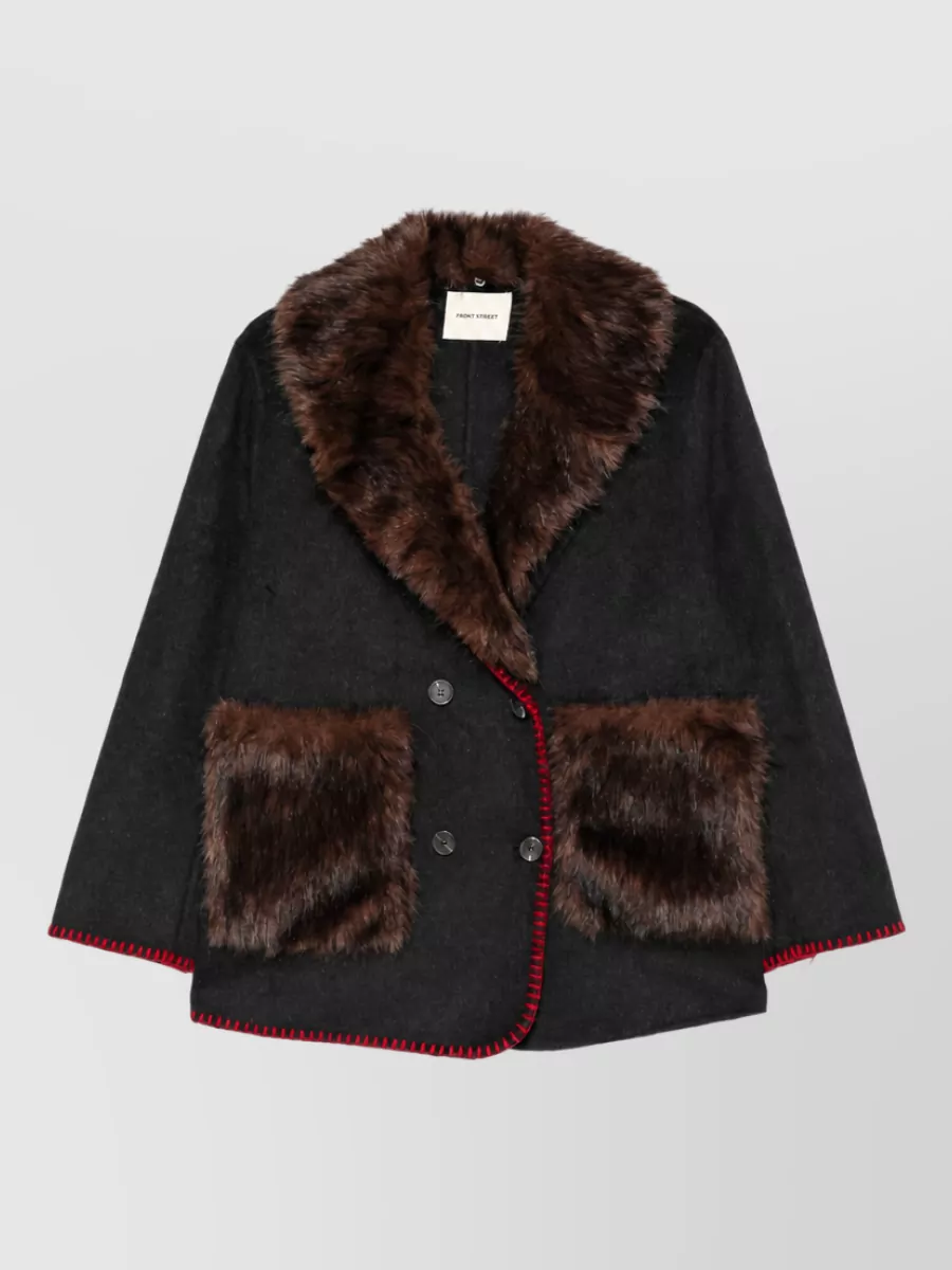 Front street wool double-breasted coat