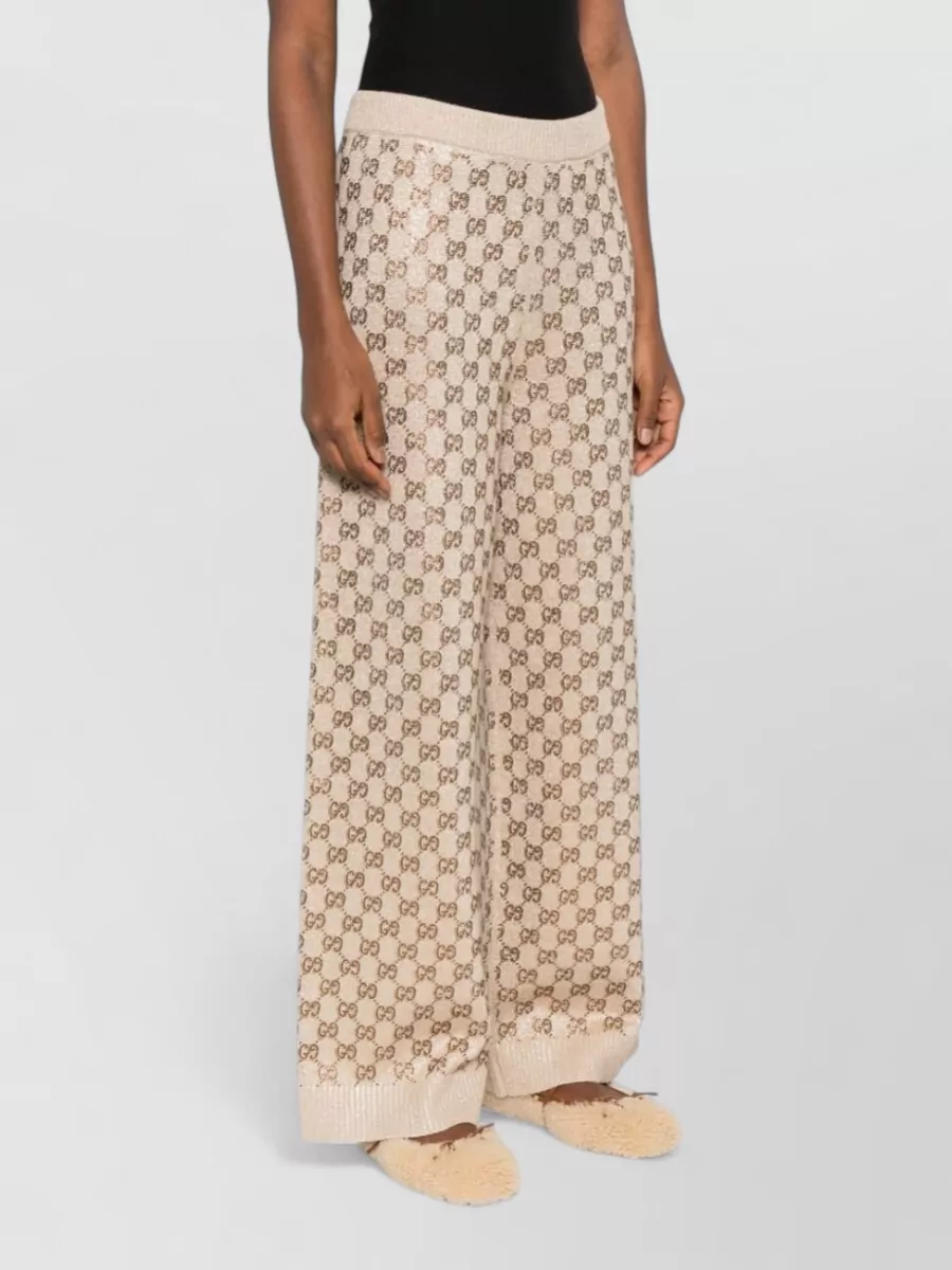 Gucci Cashmere High-Rise Wide-Leg Trousers