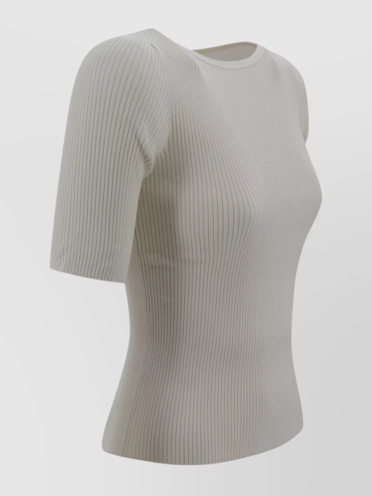 Weekend Max Mara Boat Neck Ribbed T-shirt In Gray