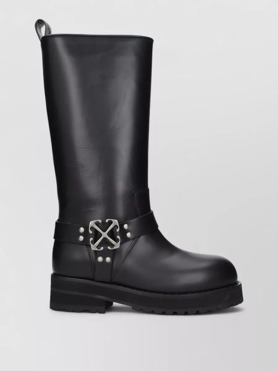 Off-White Leather Flat Boots