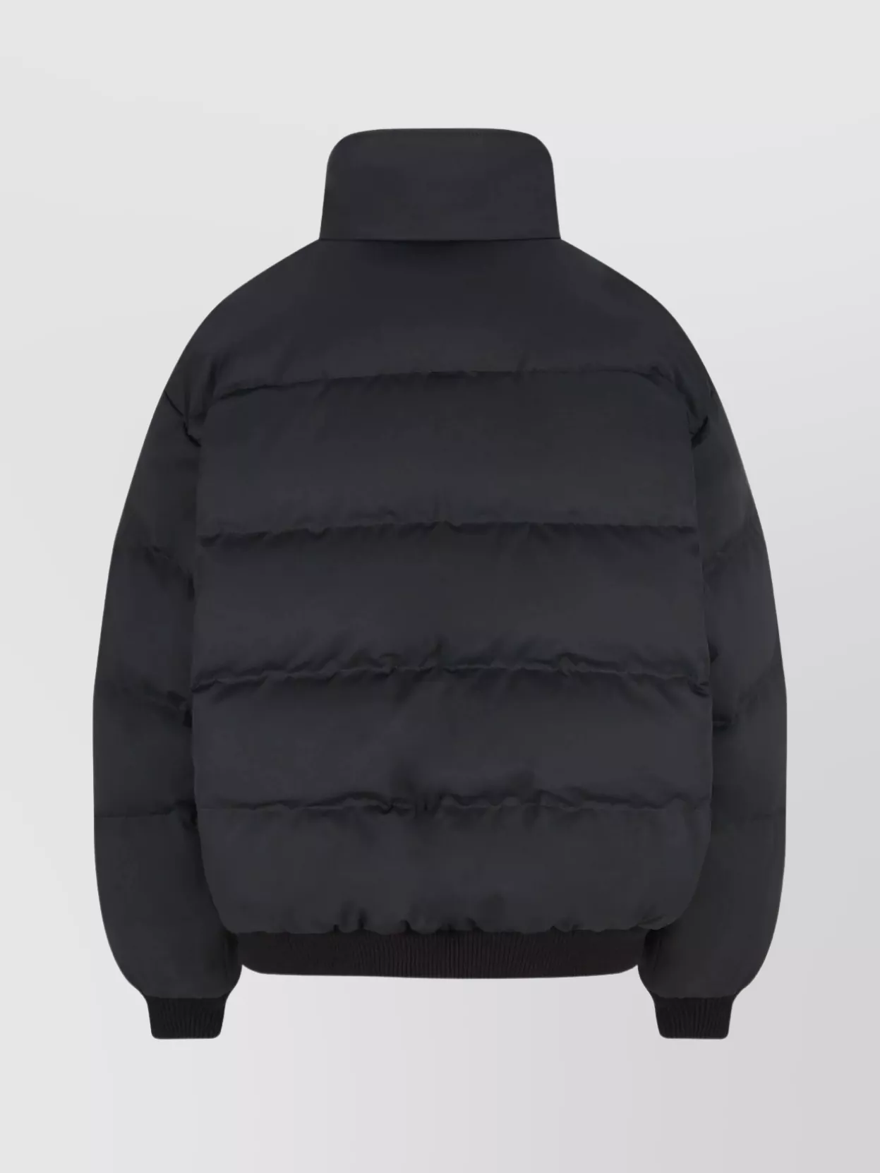 Prada Padded High Collar Coat With Zippered Pockets In Black
