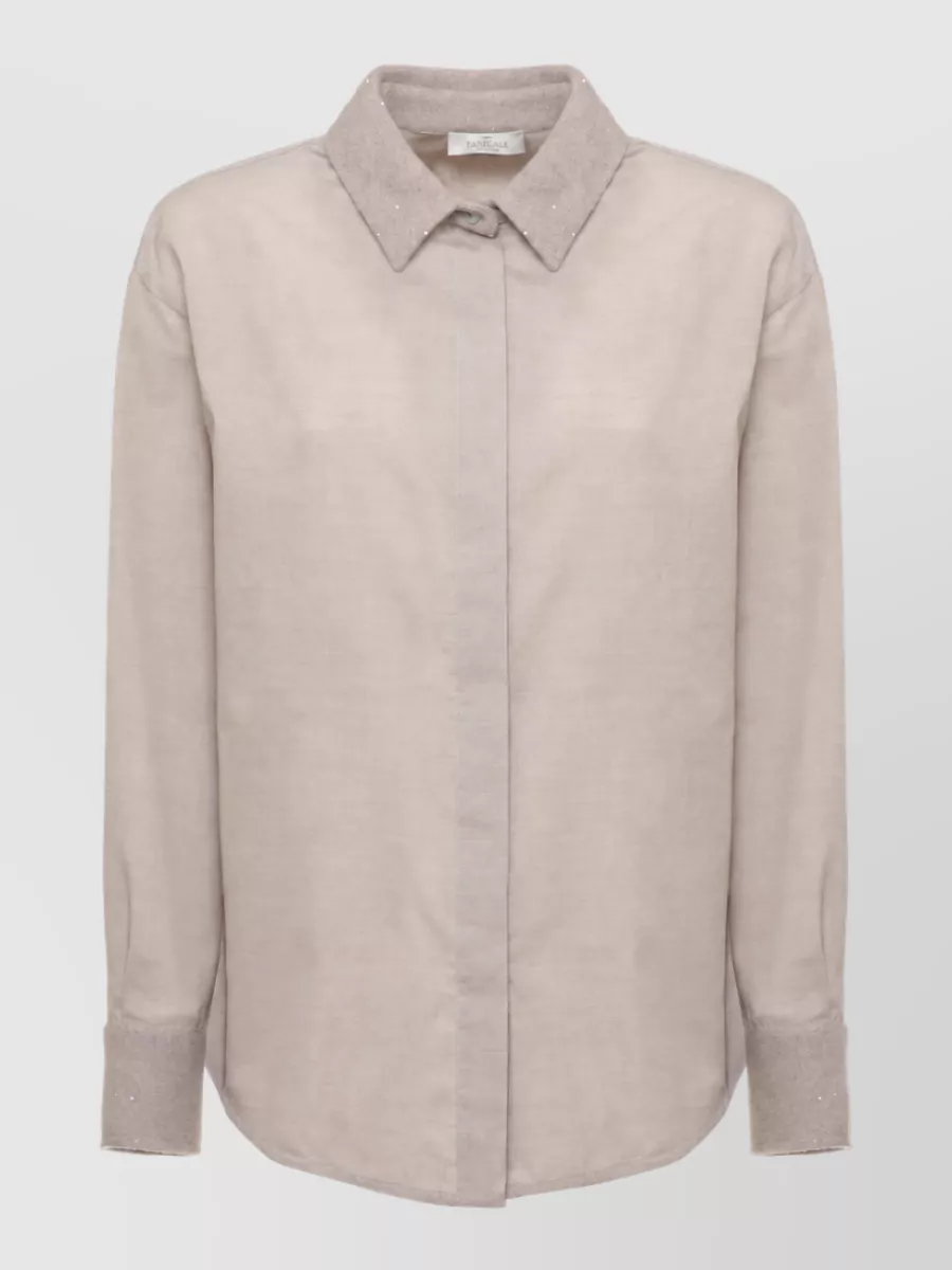 Panicale cashmere-collar long-sleeve shirt