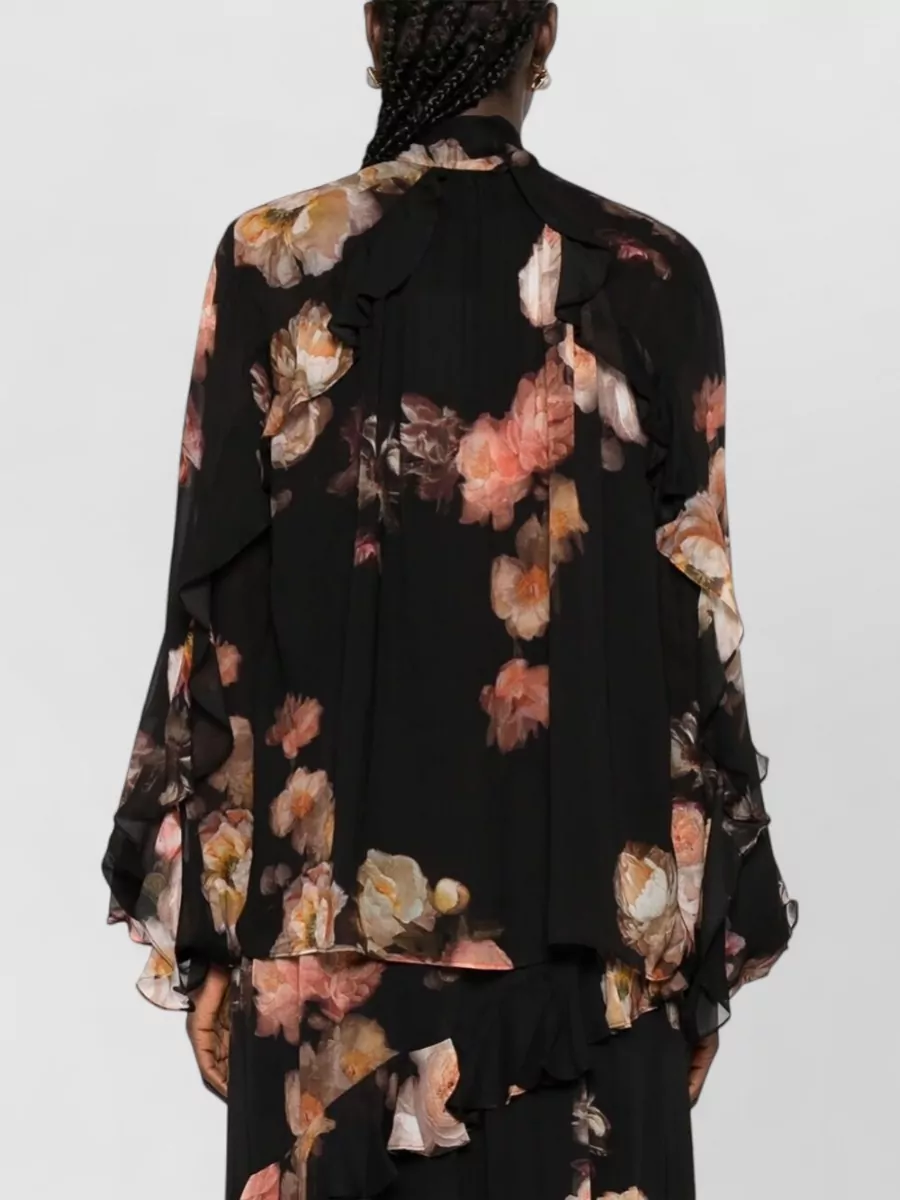 Zimmermann Floral Print Ruffled Long Sleeve Blouse