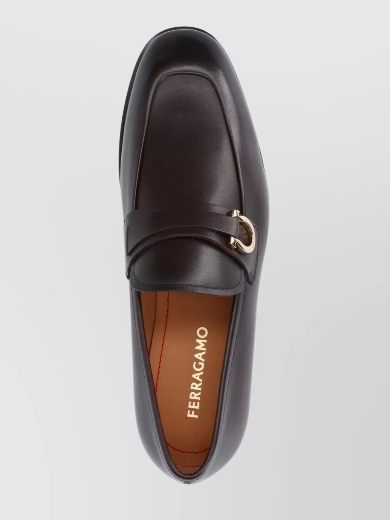 Ferragamo Buckle Detail Leather Sole Round Toe Loafers
