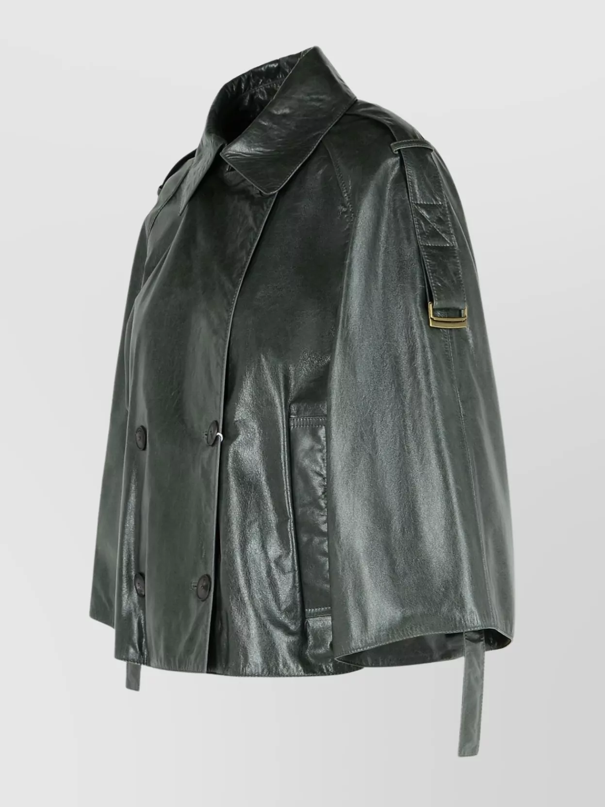 Max Mara 'Tenace' Leather Jacket Cape Sleeves