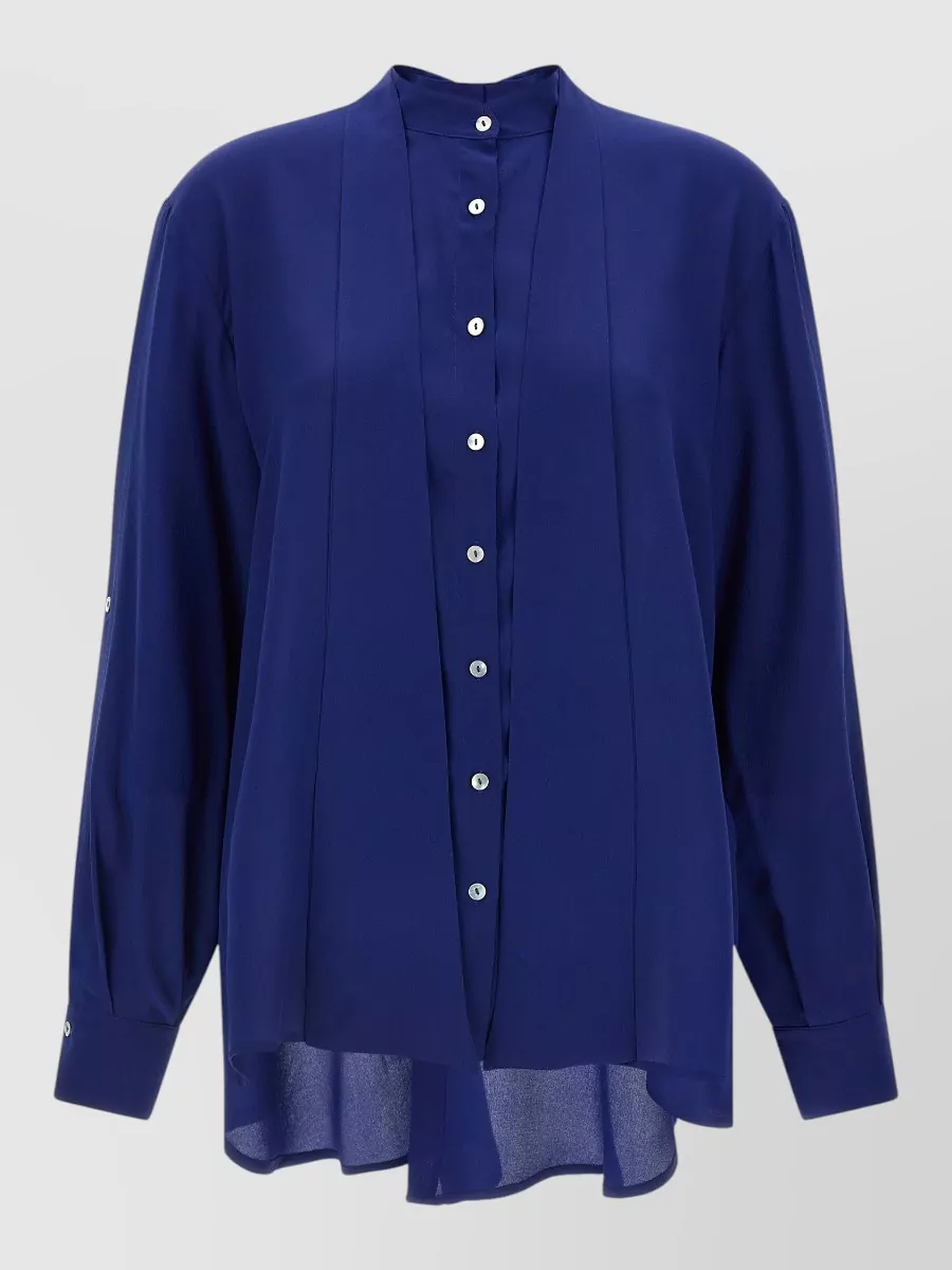 Di.la3 Pari' Silk Crepe De Chine Long-Sleeve Blouse
