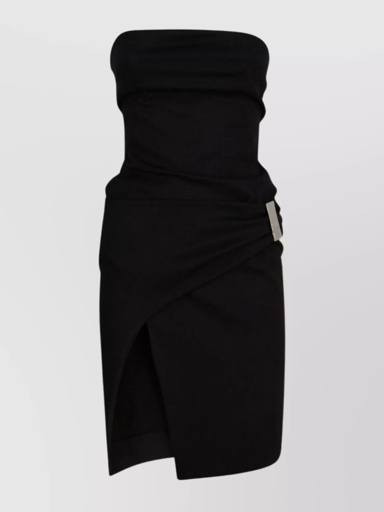 Attico Womens Black Engraved-hardware Bandeau Wool Mini Dress In Black