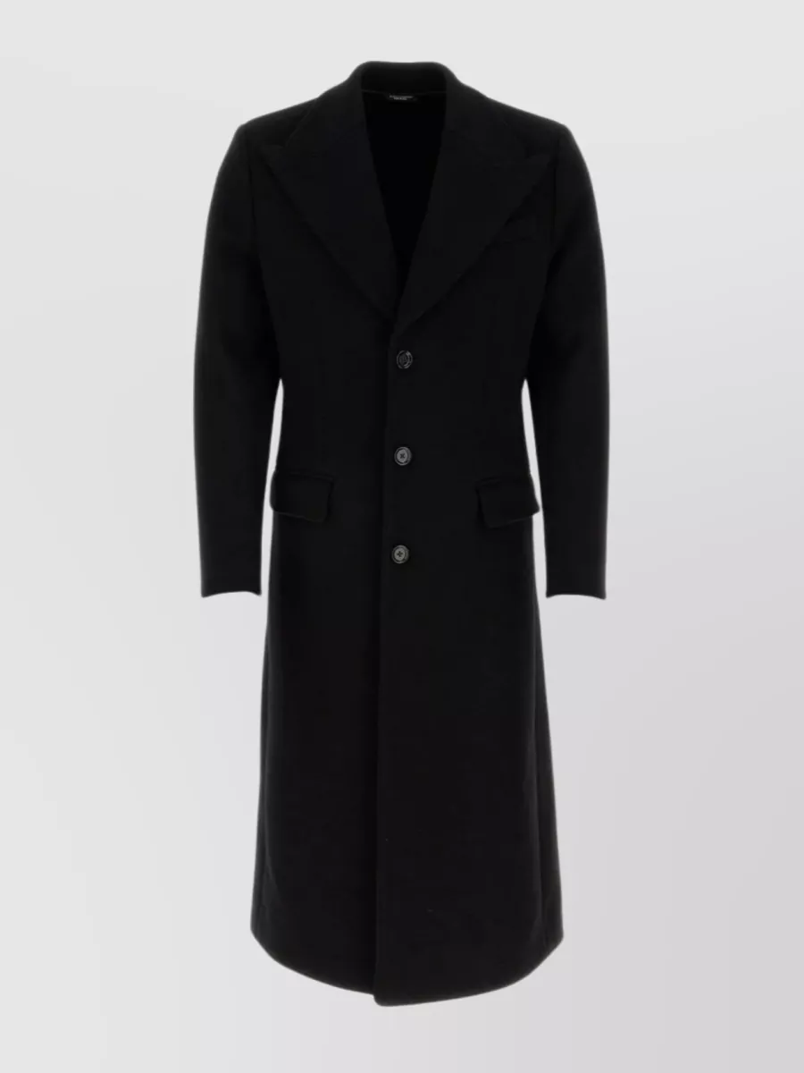 Shop Dolce & Gabbana Streamlined Wool Blend Coat In Black