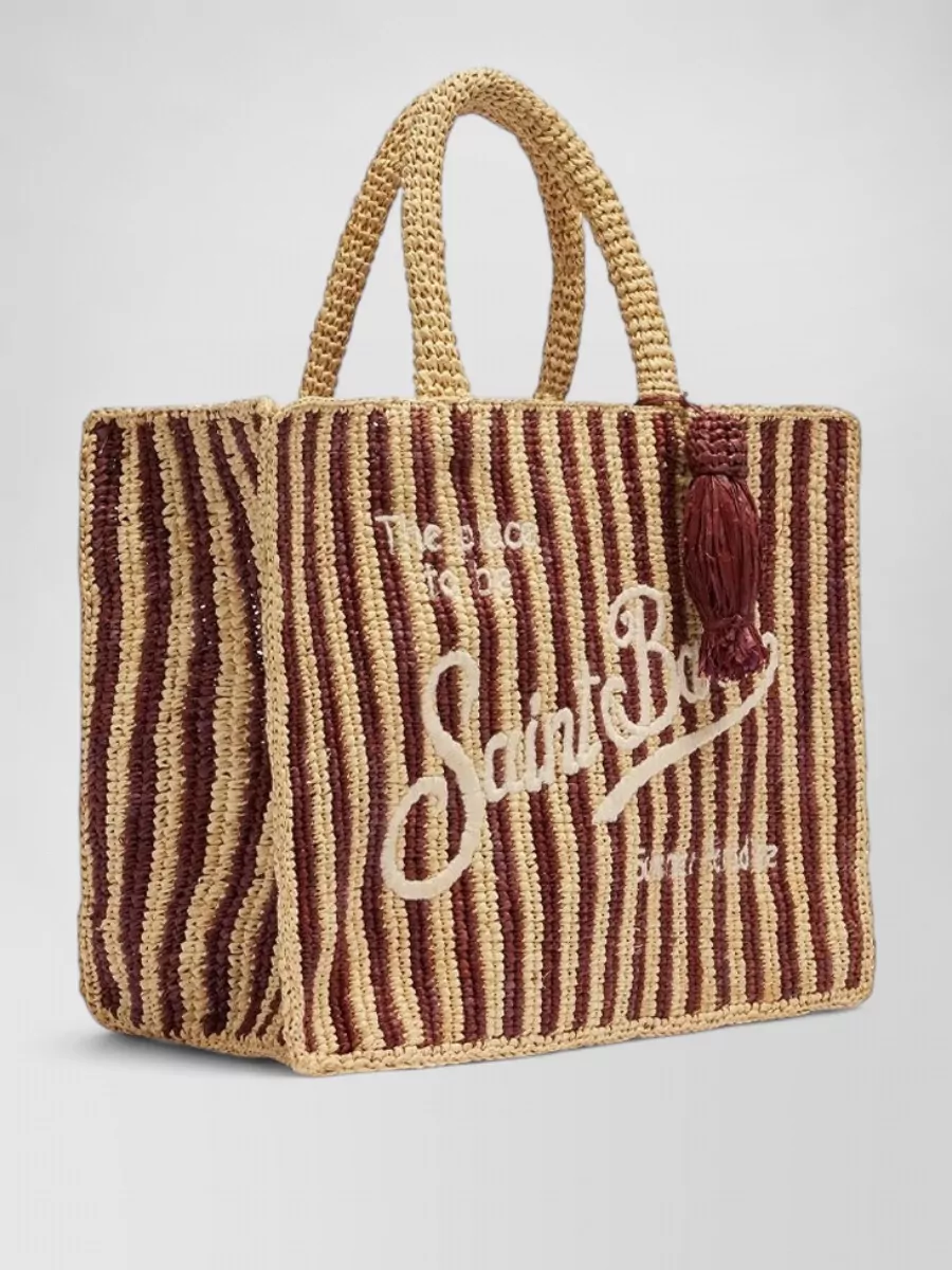Mc2 Saint Barth Striped Raffia Beach Bag
