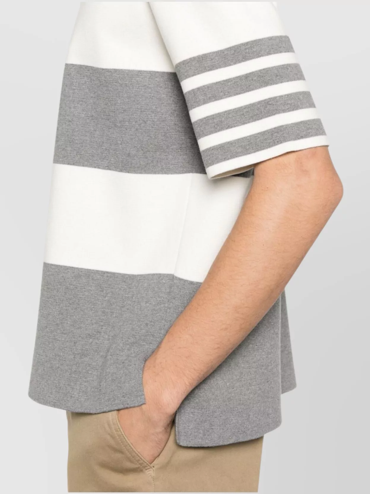 Thom Browne Short-sleeved Polo Shirt With Horizontal Stripes And Classic Collar In Green