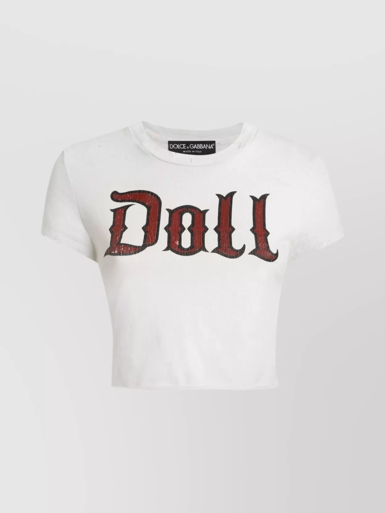 Dolce & Gabbana Graphic Print Cropped Top With Short Sleeves In White