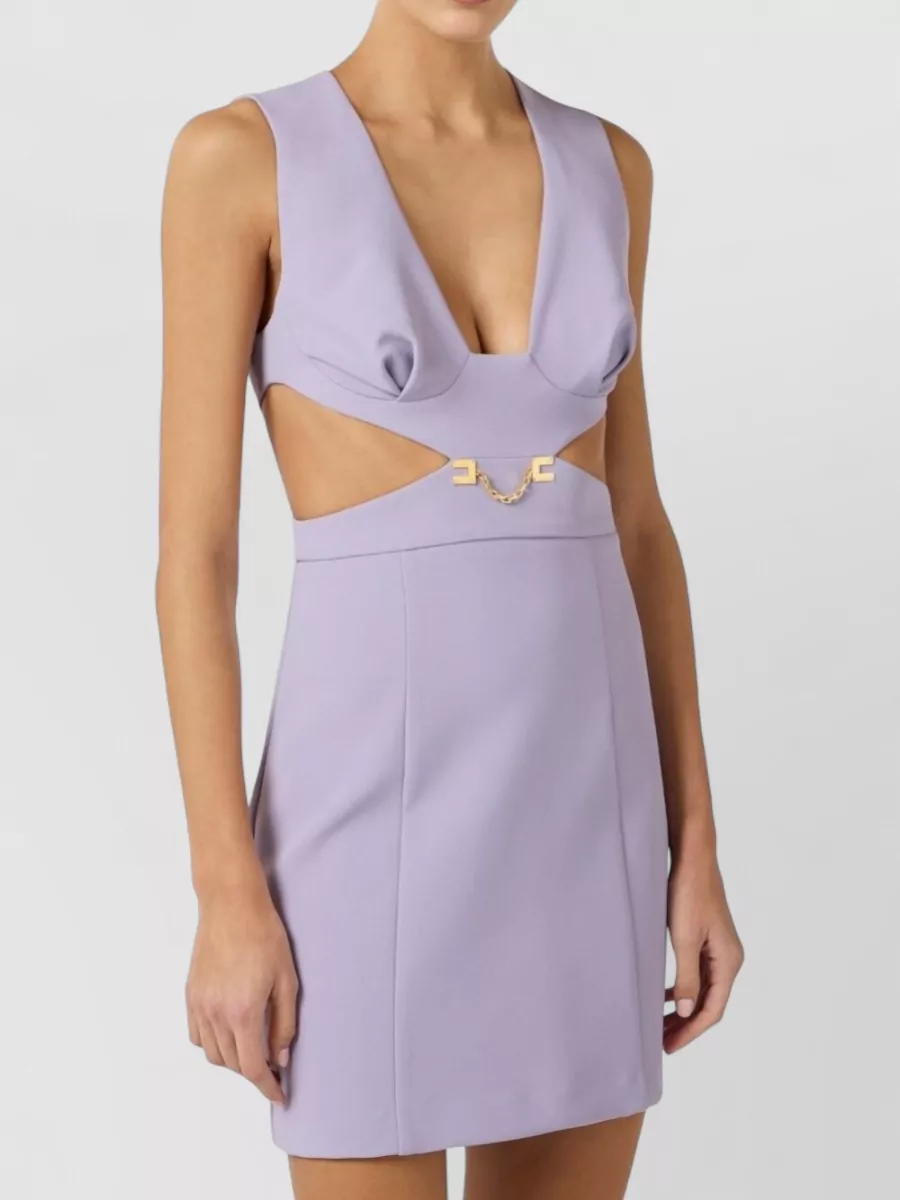 Elisabetta Franchi Sleeveless Dress Knee Length V Neckline