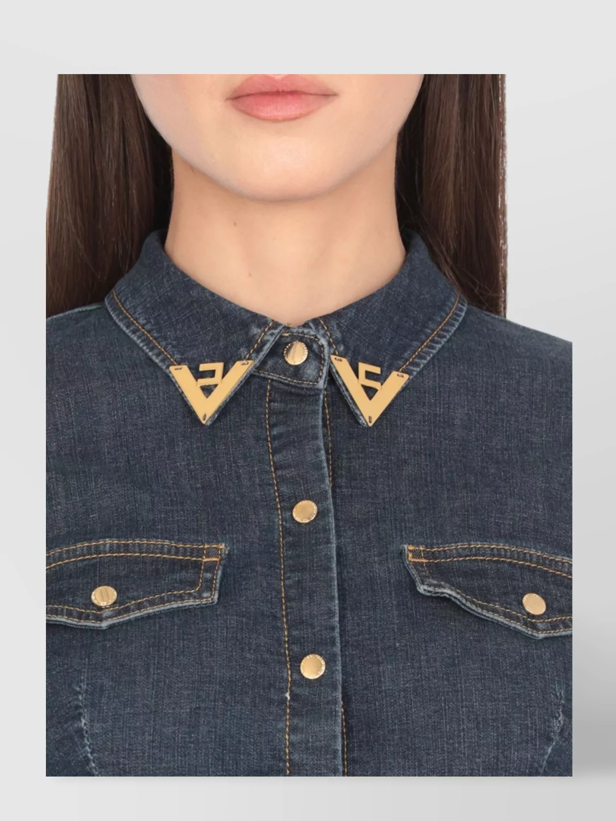 Elisabetta Franchi Cropped Denim Jacket With Flap Pockets