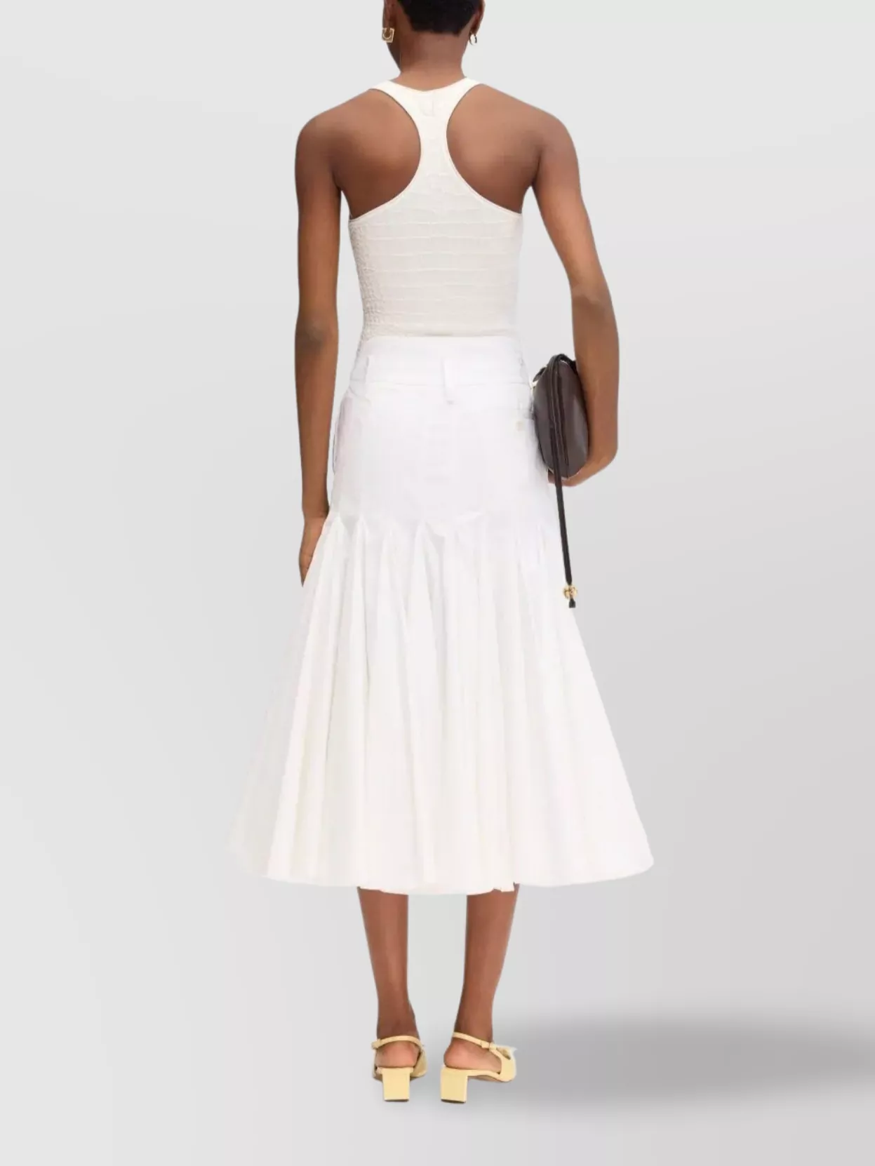 Jacquemus Flared High-waisted Midi Skirt With Distinctive Metal Loop