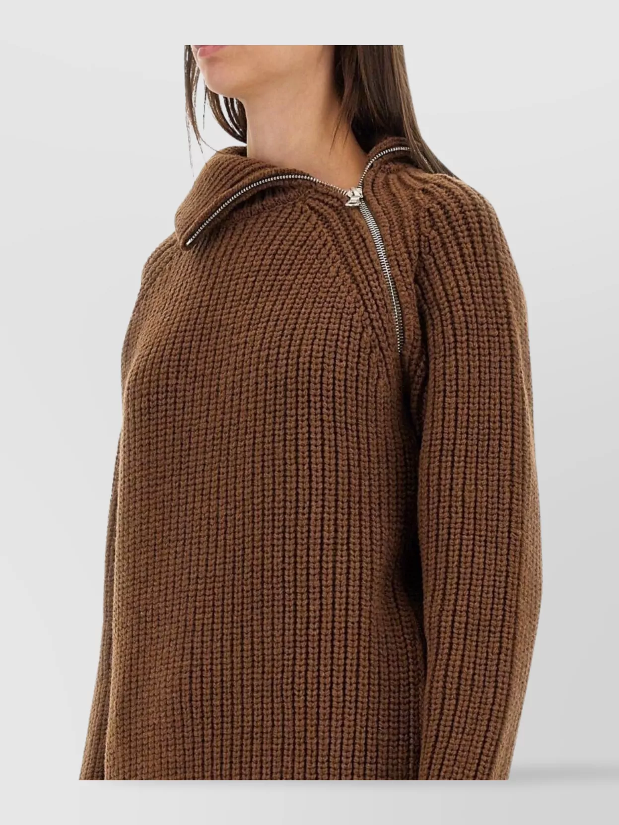 Dries Van Noten Asymmetric Zip Long Sleeve Knit Top
