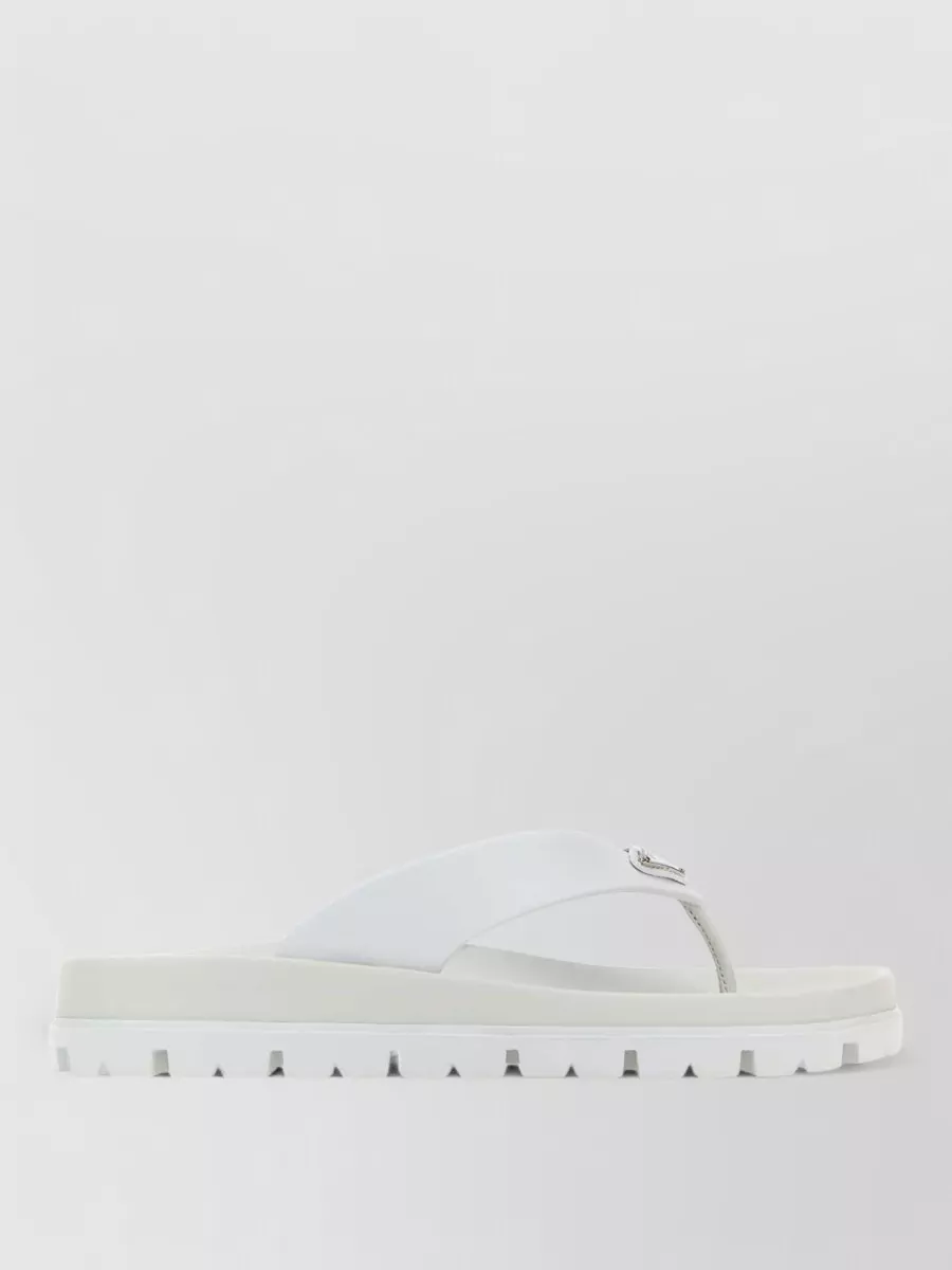 Prada Rubber Thong Sandals Flat Open Toe In White